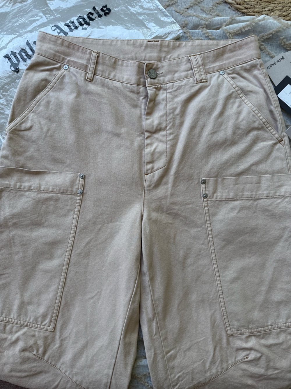 Palm Angels Men's Cargo Pants in Beige